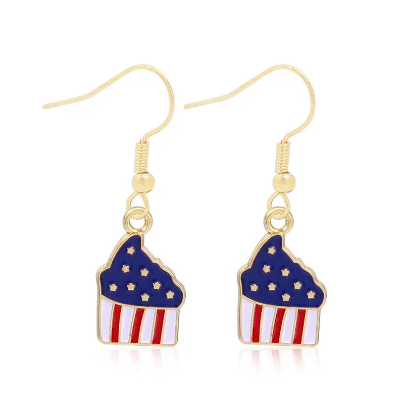 Wholesale Jewelry 1 Pair Ethnic Style American Flag Alloy Hoop Earrings Ear Hook