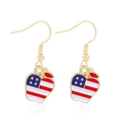 Wholesale Jewelry 1 Pair Ethnic Style American Flag Alloy Hoop Earrings Ear Hook