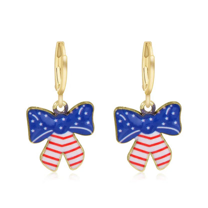 Wholesale Jewelry 1 Pair Ethnic Style American Flag Alloy Hoop Earrings Ear Hook