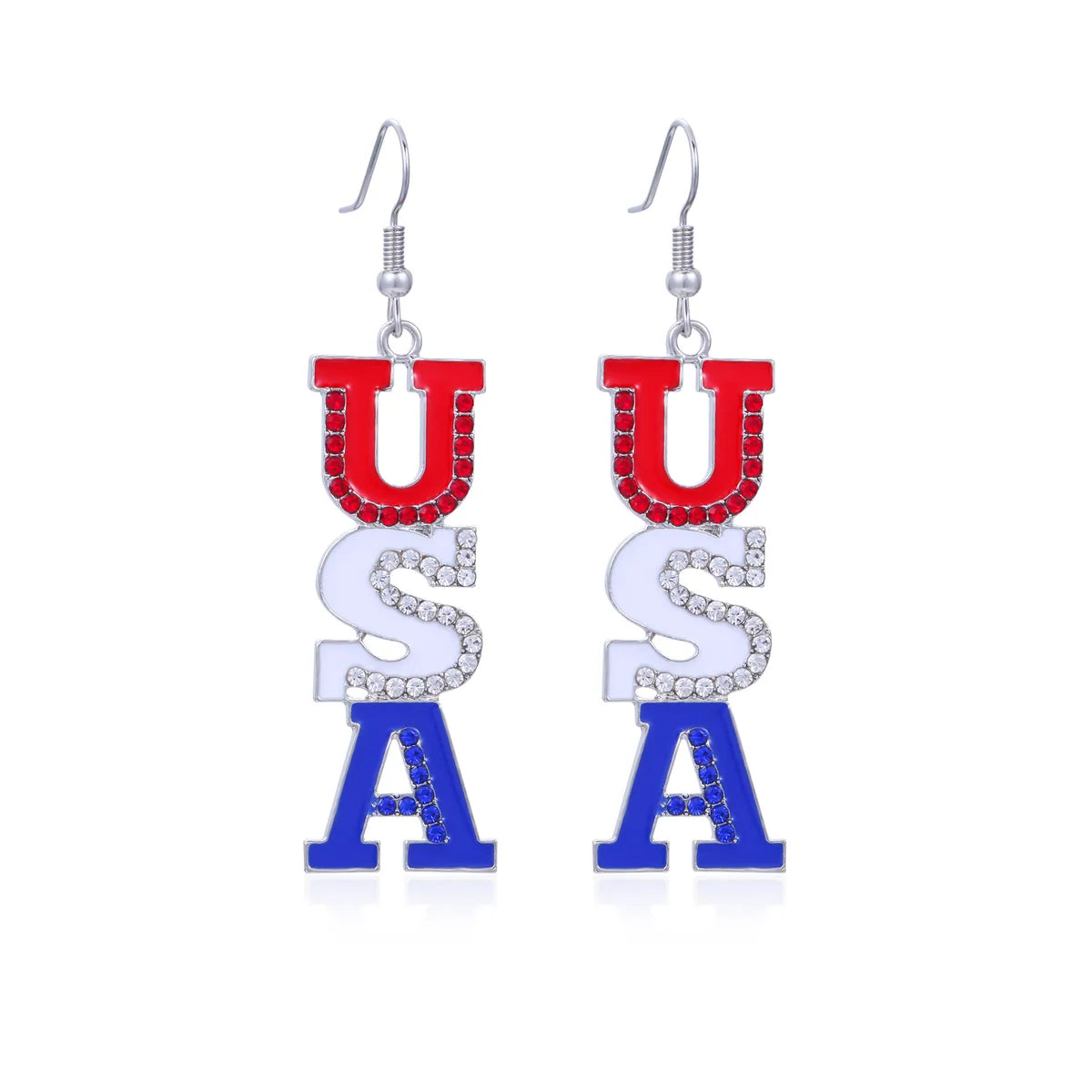 Wholesale Jewelry 1 Pair Ethnic Style American Flag Alloy Hoop Earrings Ear Hook