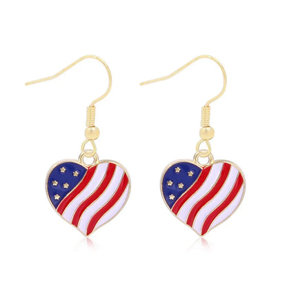 Wholesale Jewelry 1 Pair Ethnic Style American Flag Alloy Hoop Earrings Ear Hook