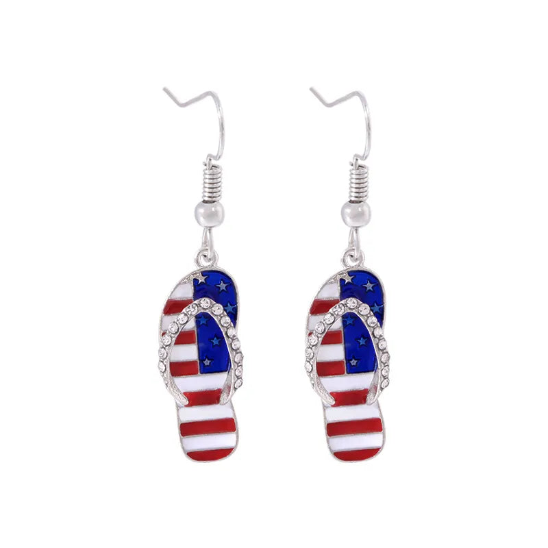 Wholesale Jewelry 1 Pair Ethnic Style American Flag Alloy Hoop Earrings Ear Hook