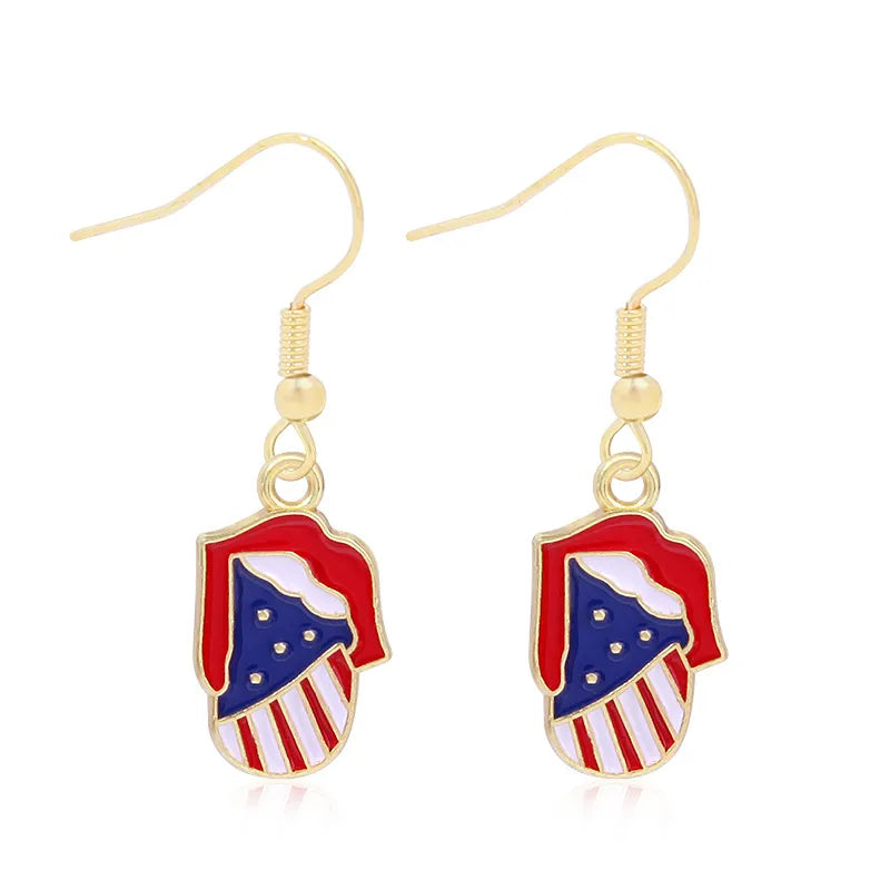 Wholesale Jewelry 1 Pair Ethnic Style American Flag Alloy Hoop Earrings Ear Hook