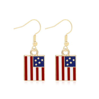 Wholesale Jewelry 1 Pair Ethnic Style American Flag Alloy Hoop Earrings Ear Hook