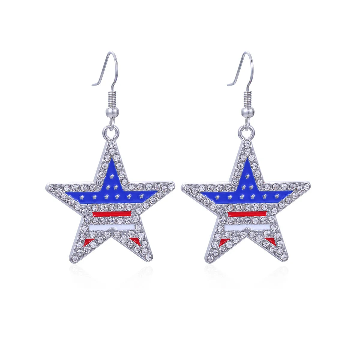 Wholesale Jewelry 1 Pair Ethnic Style American Flag Alloy Hoop Earrings Ear Hook