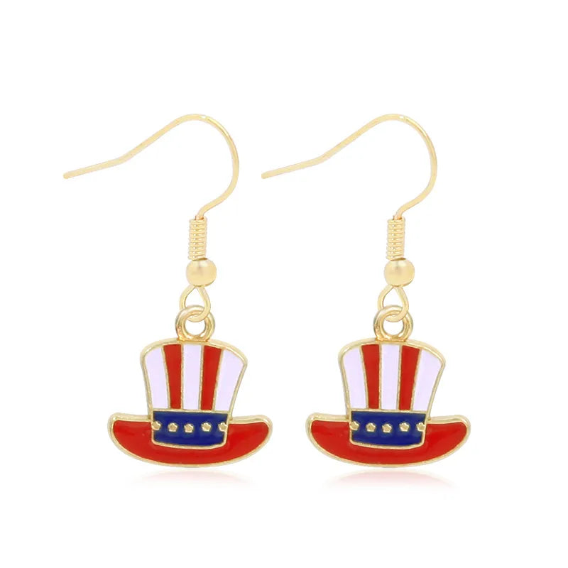 Wholesale Jewelry 1 Pair Ethnic Style American Flag Alloy Hoop Earrings Ear Hook