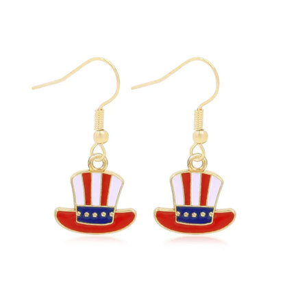 Wholesale Jewelry 1 Pair Ethnic Style American Flag Alloy Hoop Earrings Ear Hook