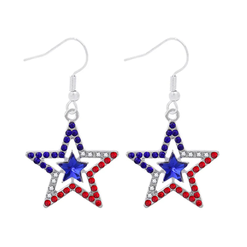 Wholesale Jewelry 1 Pair Ethnic Style American Flag Alloy Hoop Earrings Ear Hook