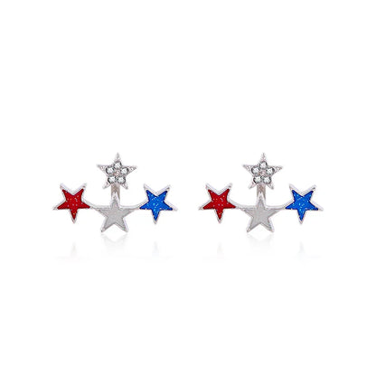 Wholesale Jewelry 1 Pair Ethnic Style American Flag Alloy Hoop Earrings Ear Hook