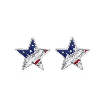 Wholesale Jewelry 1 Pair Ethnic Style American Flag Alloy Hoop Earrings Ear Hook