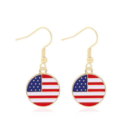 Wholesale Jewelry 1 Pair Ethnic Style American Flag Alloy Hoop Earrings Ear Hook