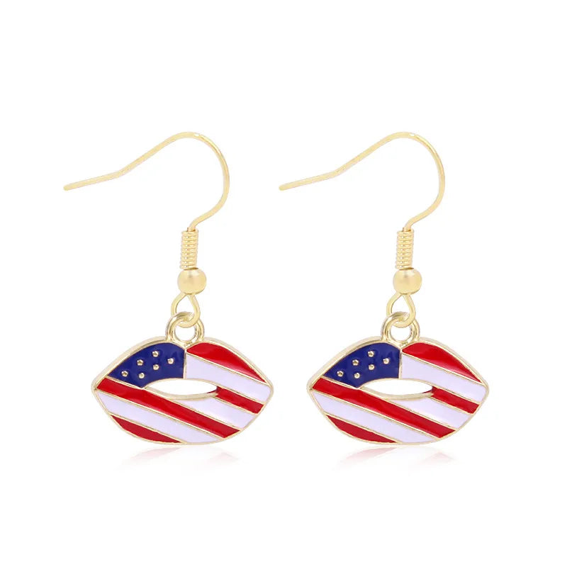 Wholesale Jewelry 1 Pair Ethnic Style American Flag Alloy Hoop Earrings Ear Hook