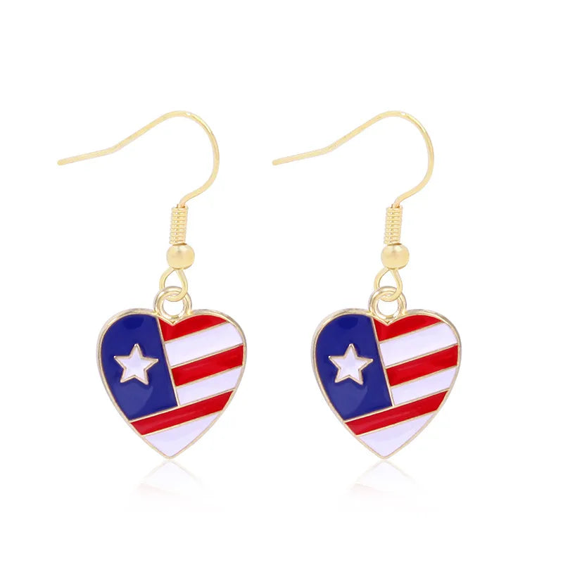 Wholesale Jewelry 1 Pair Ethnic Style American Flag Alloy Hoop Earrings Ear Hook