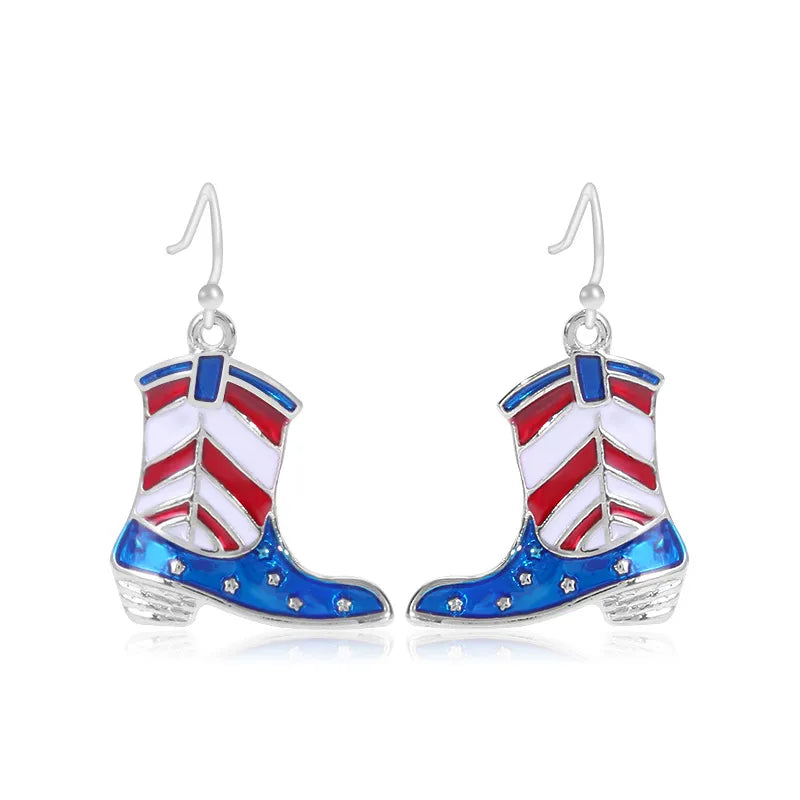 Wholesale Jewelry 1 Pair Ethnic Style American Flag Alloy Hoop Earrings Ear Hook