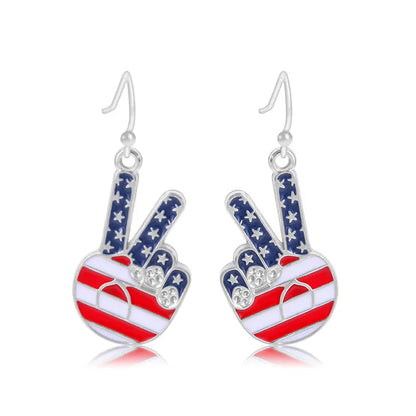 Wholesale Jewelry 1 Pair Ethnic Style American Flag Alloy Hoop Earrings Ear Hook