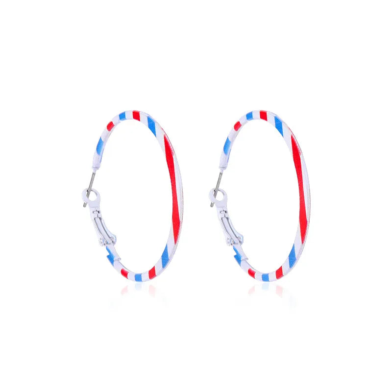 Wholesale Jewelry 1 Pair Ethnic Style American Flag Alloy Hoop Earrings Ear Hook