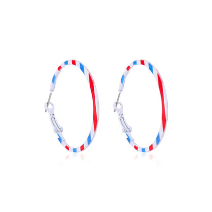 Wholesale Jewelry 1 Pair Ethnic Style American Flag Alloy Hoop Earrings Ear Hook