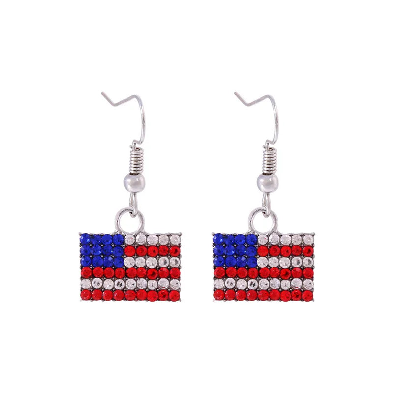 Wholesale Jewelry 1 Pair Ethnic Style American Flag Alloy Hoop Earrings Ear Hook