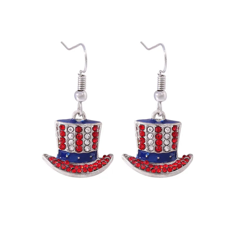 Wholesale Jewelry 1 Pair Ethnic Style American Flag Alloy Hoop Earrings Ear Hook