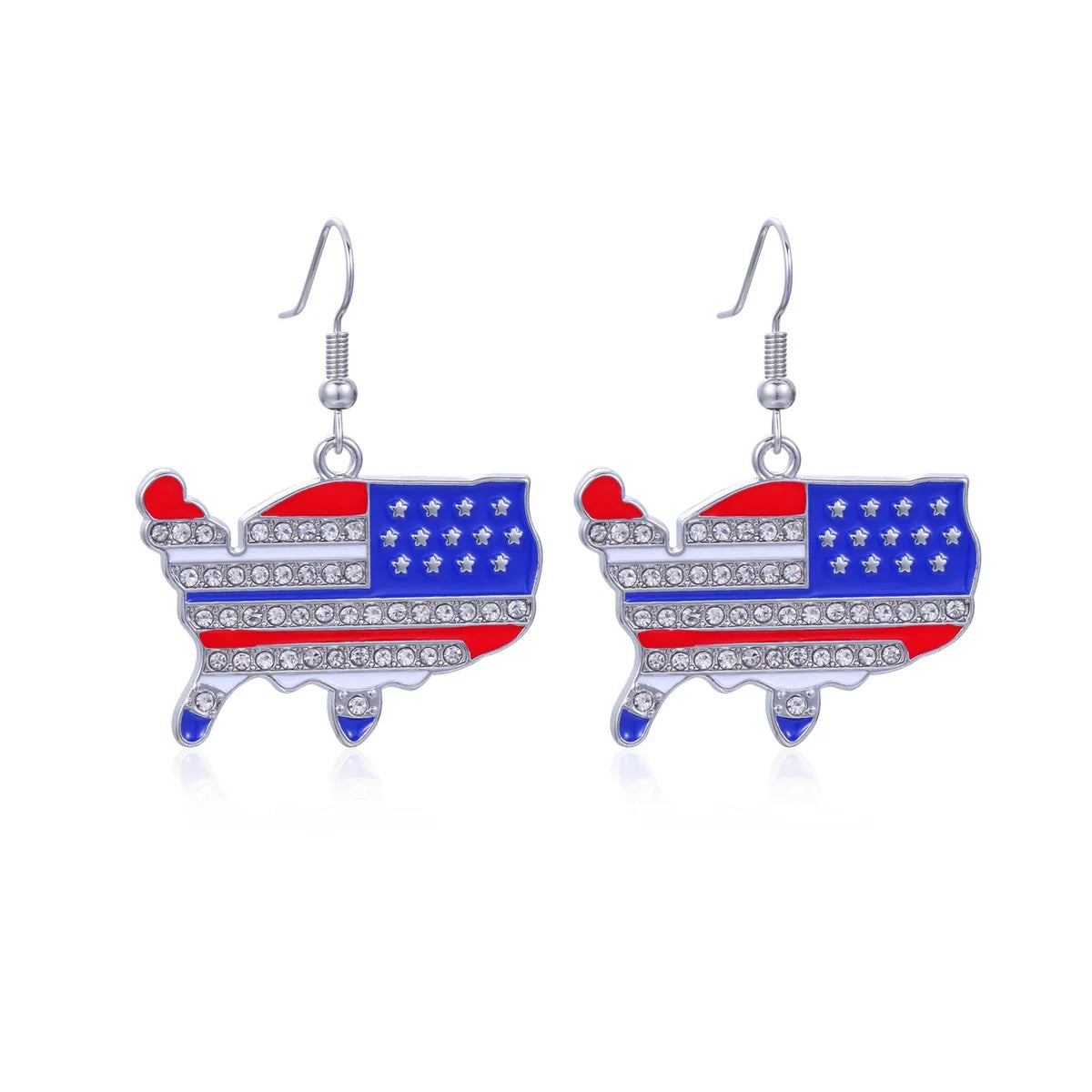 Wholesale Jewelry 1 Pair Ethnic Style American Flag Alloy Hoop Earrings Ear Hook