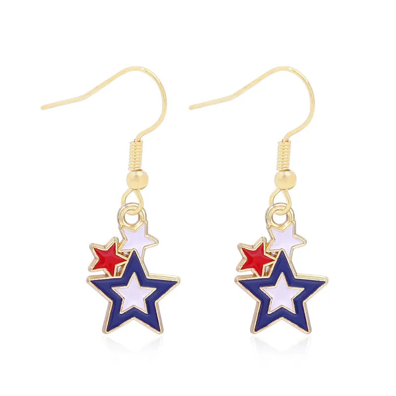 Wholesale Jewelry 1 Pair Ethnic Style American Flag Alloy Hoop Earrings Ear Hook