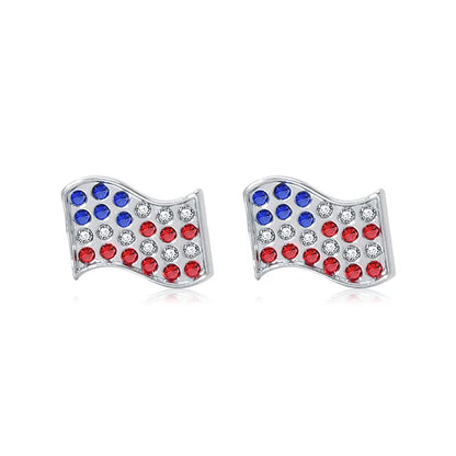 Wholesale Jewelry 1 Pair Ethnic Style American Flag Alloy Hoop Earrings Ear Hook