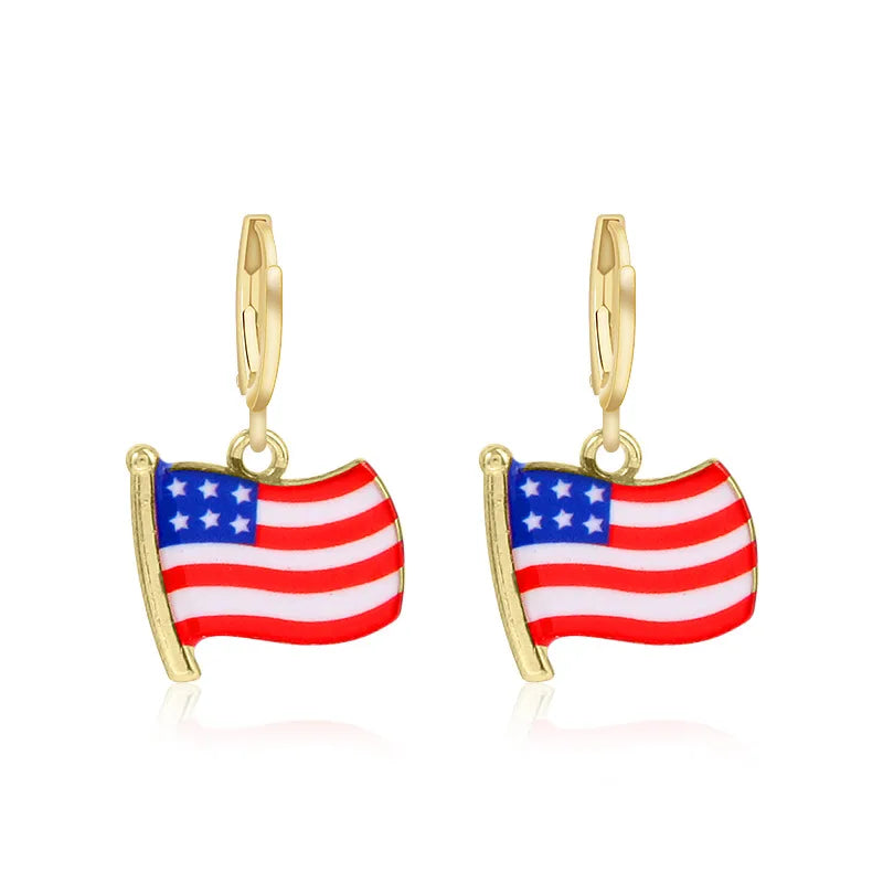 Wholesale Jewelry 1 Pair Ethnic Style American Flag Alloy Hoop Earrings Ear Hook