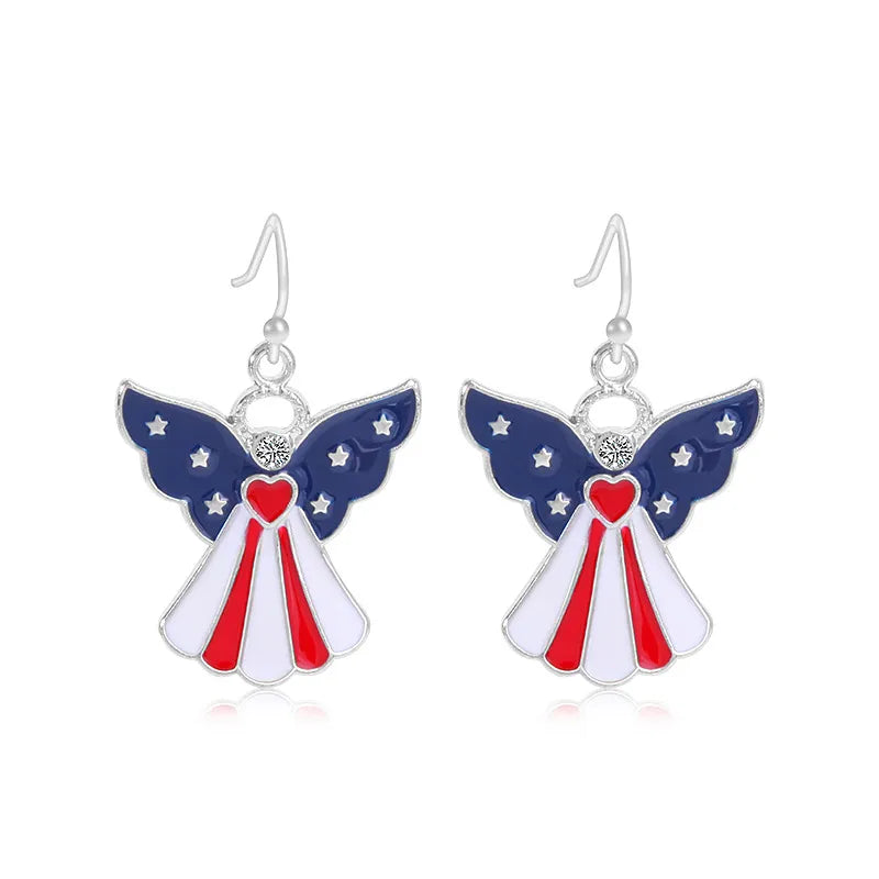 Wholesale Jewelry 1 Pair Ethnic Style American Flag Alloy Hoop Earrings Ear Hook