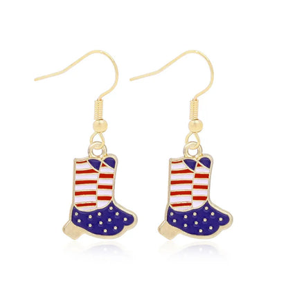 Wholesale Jewelry 1 Pair Ethnic Style American Flag Alloy Hoop Earrings Ear Hook