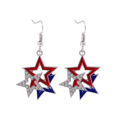 Wholesale Jewelry 1 Pair Ethnic Style American Flag Alloy Hoop Earrings Ear Hook