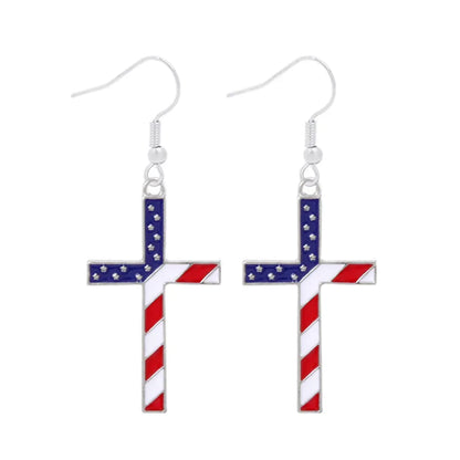 Wholesale Jewelry 1 Pair Ethnic Style American Flag Alloy Hoop Earrings Ear Hook