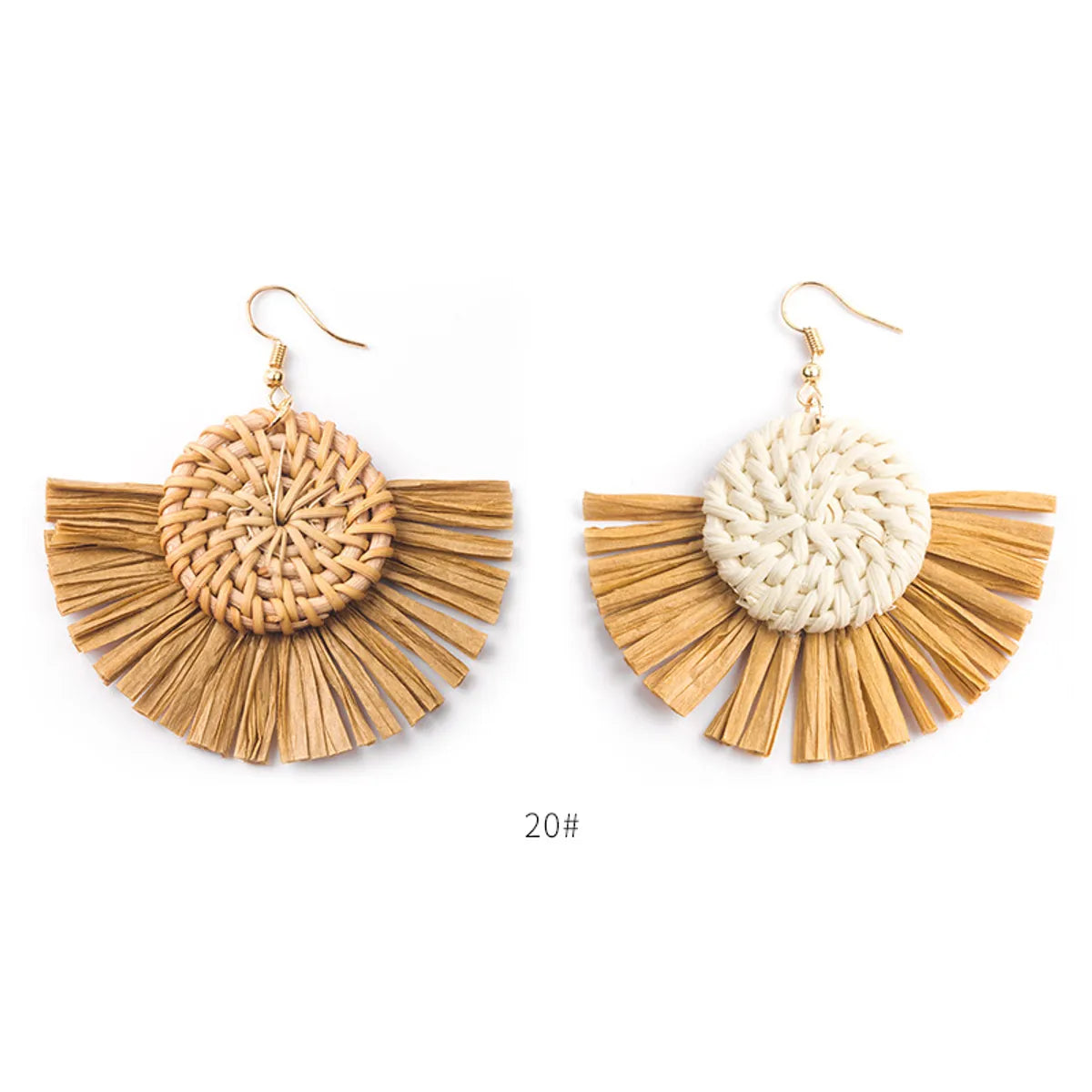 Wholesale Jewelry 1 Pair Ethnic Style Solid Color Raffia Drop Earrings