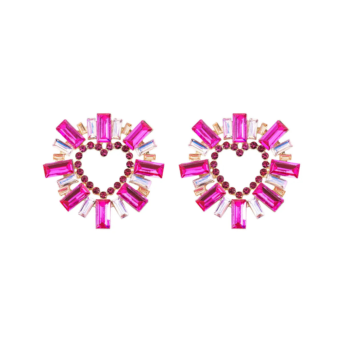 Wholesale Jewelry 1 Pair Glam Heart Shape Alloy Artificial Gemstones Ear Studs