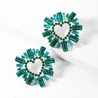 Wholesale Jewelry 1 Pair Glam Heart Shape Alloy Artificial Gemstones Ear Studs