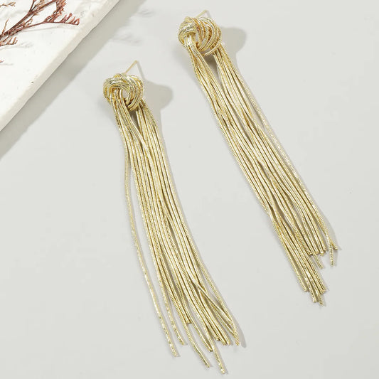 1 Pair Ins Style Tassel Knot Alloy Drop Earrings