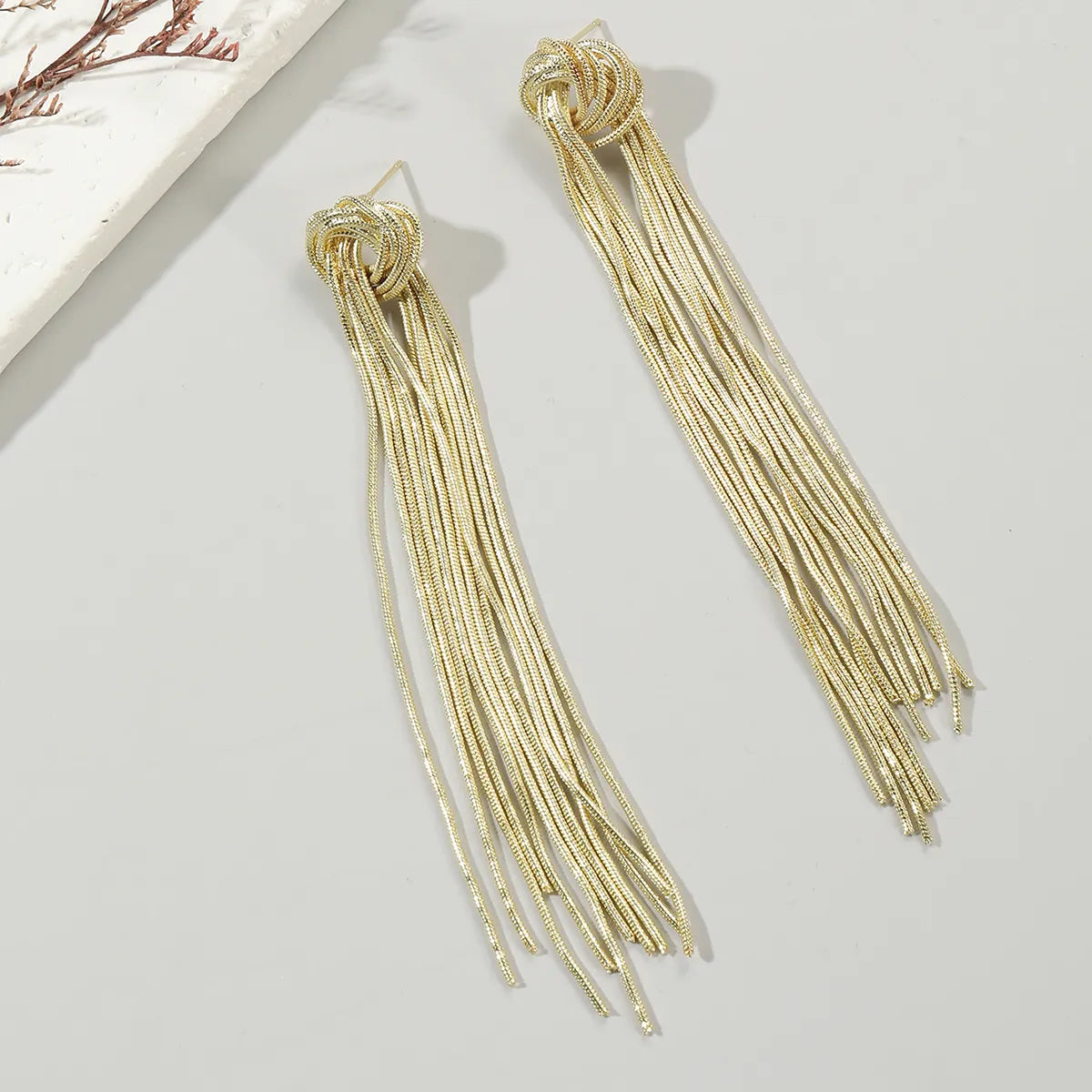 1 Pair Ins Style Tassel Knot Alloy Drop Earrings