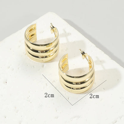 1 Pair Korean Style C Shape Alloy Ear Studs