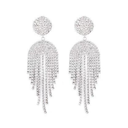 Wholesale Jewelry 1 Pair Luxurious Tassel Rhinestone Chandelier Earrings