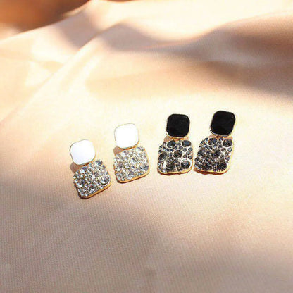 Wholesale Jewelry 1 Pair Modern Style Square Alloy Artificial Diamond Gold Plated Drop Earrings