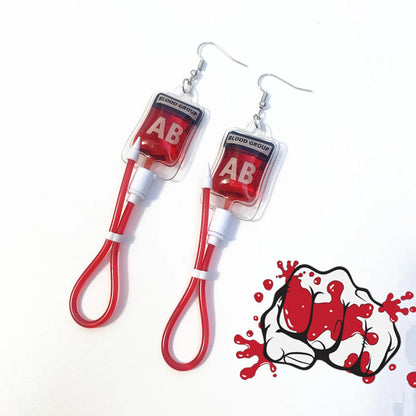 1 Pair Novelty Blood Bag Irregular Stamping Plastic Drop Earrings