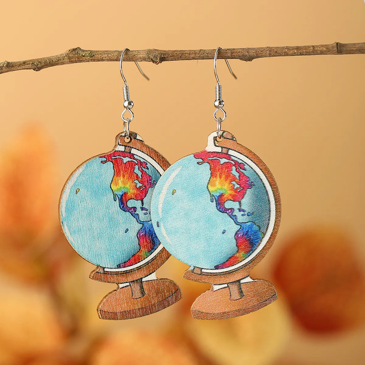 Wholesale Jewelry 1 Pair Novelty Earth Wood Drop Earrings