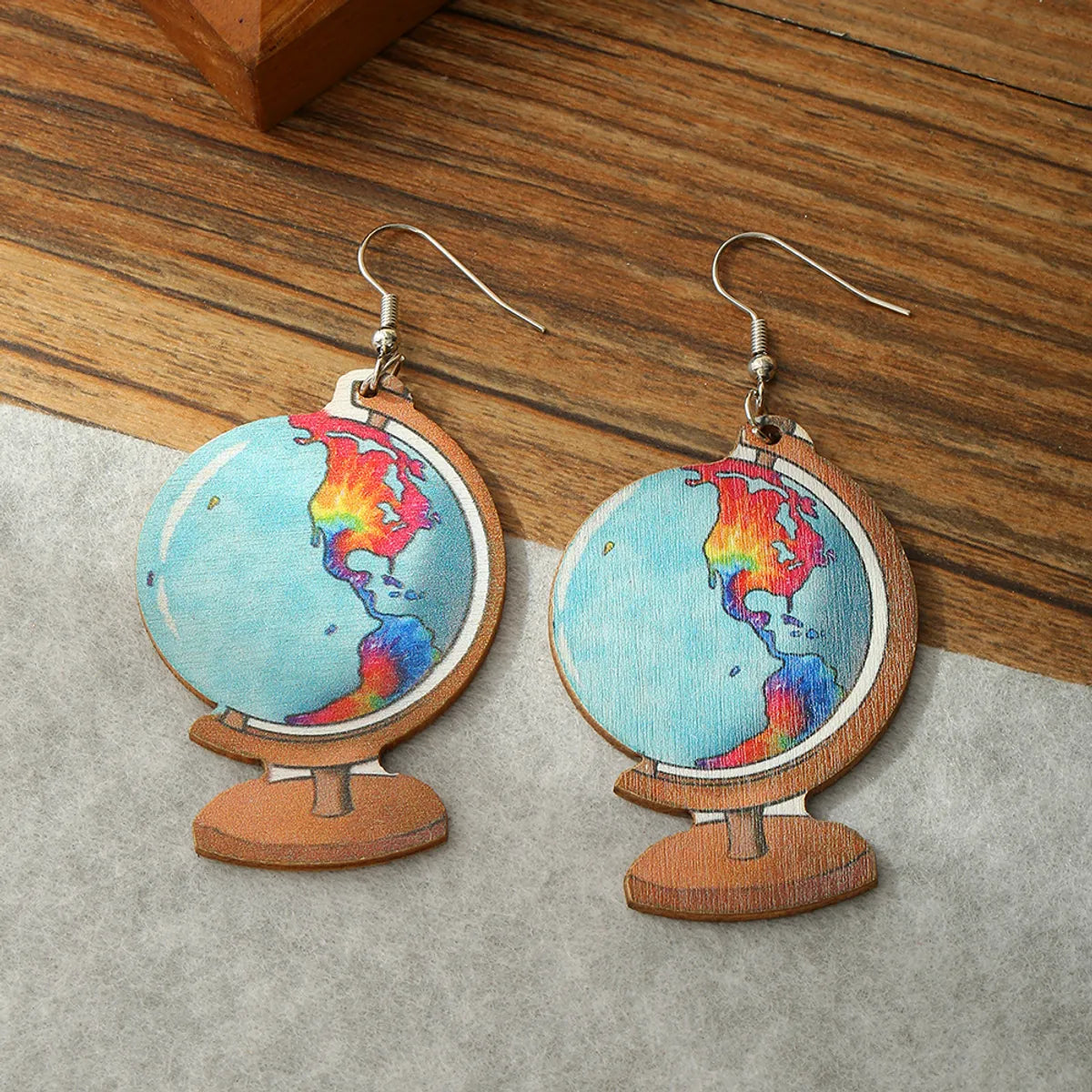 Wholesale Jewelry 1 Pair Novelty Earth Wood Drop Earrings