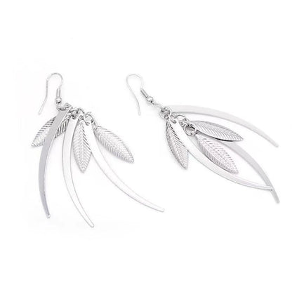 Wholesale Jewelry 1 Pair Retro Ethnic Style Leaf Leaves Alloy Gold Plated Silver Plated Drop Earrings