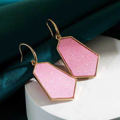 Wholesale Jewelry 1 Pair Retro Geometric Alloy Artificial Leather Gold Plated Drop Earrings