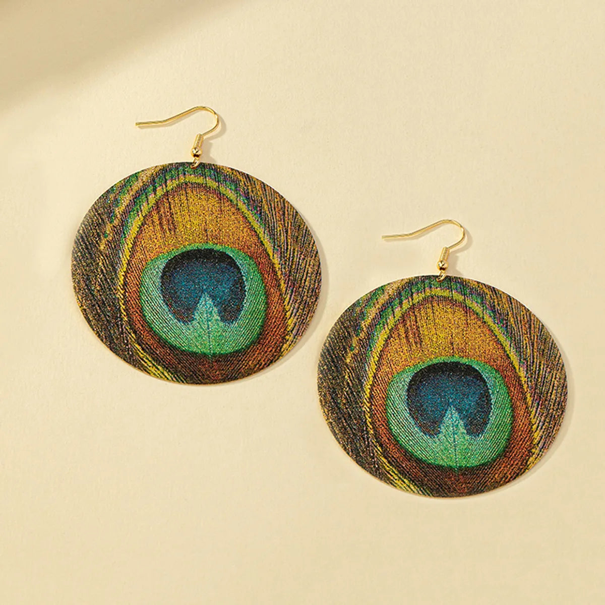 1 Pair Retro Round Peacock Plating Alloy Drop Earrings