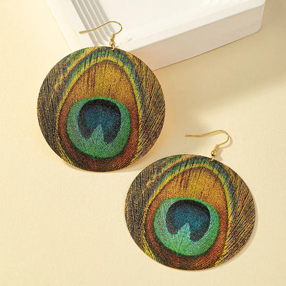 1 Pair Retro Round Peacock Plating Alloy Drop Earrings