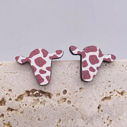 Wholesale Jewelry 1 Pair Retro Star Heart Shape Cattle Wood Ear Studs