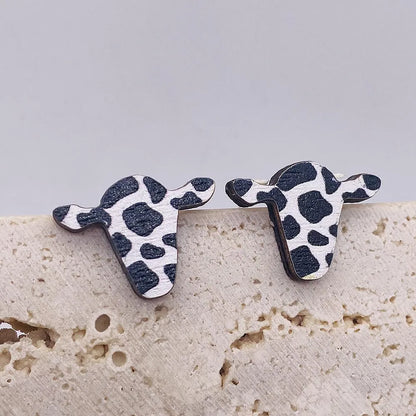 Wholesale Jewelry 1 Pair Retro Star Heart Shape Cattle Wood Ear Studs