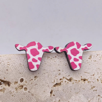 Wholesale Jewelry 1 Pair Retro Star Heart Shape Cattle Wood Ear Studs