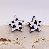 Wholesale Jewelry 1 Pair Retro Star Heart Shape Cattle Wood Ear Studs